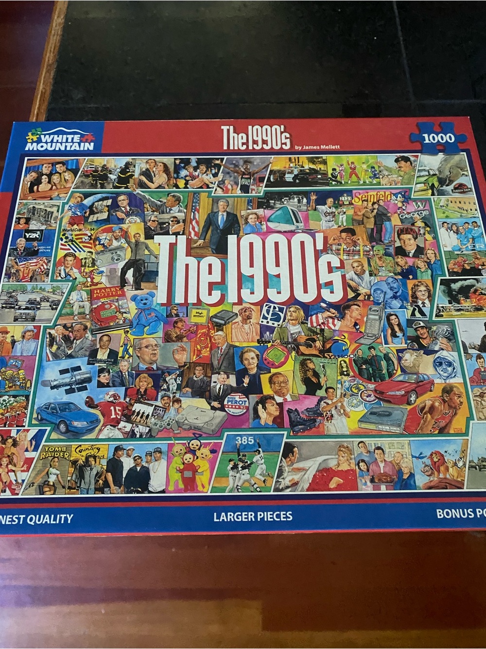 White Mountain The 1990s Puzzle - Red, Blue, White. No pieces missing.
